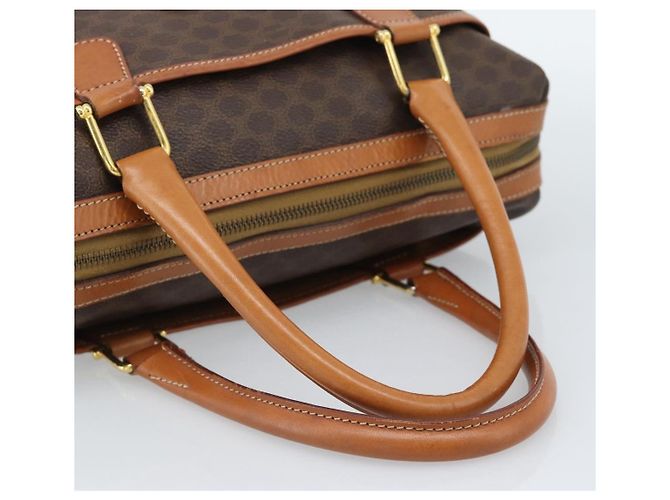 Céline CELINE Macadam Canvas Boston Bag PVC Leather Brown Gold - vista 7