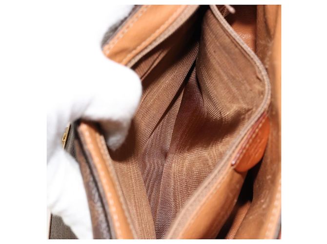 Céline CELINE Macadam Canvas Circle Shoulder Bag PVC Leather Brown Gold - vista 11