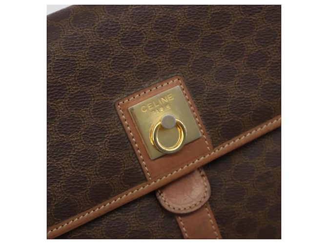 Céline CELINE Macadam Canvas Circle Shoulder Bag PVC Leather Brown Gold - vista 18