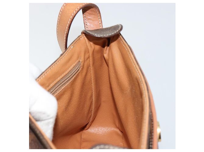Céline CELINE Macadam Canvas Circle Shoulder Bag PVC Leather Brown Gold - vista 19