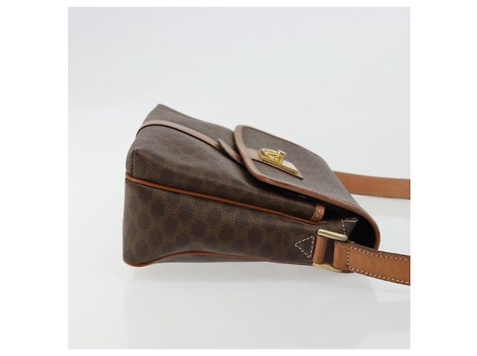Céline CELINE Macadam Canvas Circle Shoulder Bag PVC Leather Brown Gold - vista 3