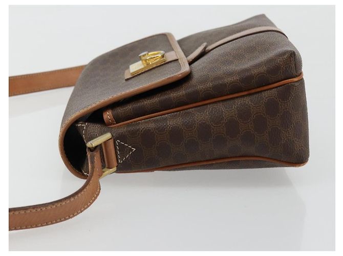 Céline CELINE Macadam Canvas Circle Shoulder Bag PVC Leather Brown Gold - vista 4