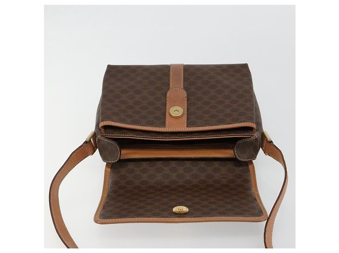 Céline CELINE Macadam Canvas Circle Shoulder Bag PVC Leather Brown Gold - vista 9
