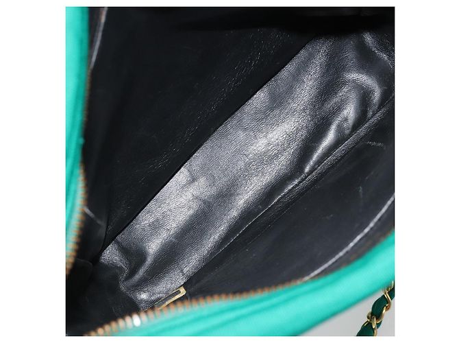 CHANEL Matelasse Chain Shoulder Bag Cotton Green Gold CC - vista 11