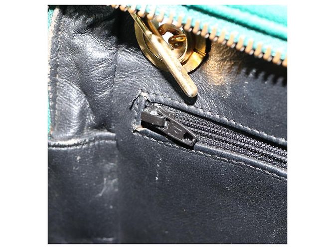 CHANEL Matelasse Chain Shoulder Bag Cotton Green Gold CC - vista 22
