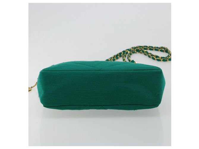 CHANEL Matelasse Chain Shoulder Bag Cotton Green Gold CC - vista 5