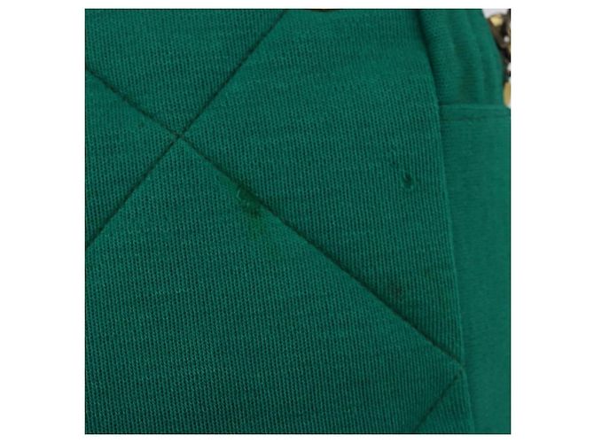 CHANEL Matelasse Chain Shoulder Bag Cotton Green Gold CC - vista 8