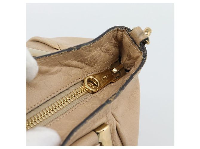 Chloé Chloe Etel Hand Bag Leather 2way Beige Gold - vista 18