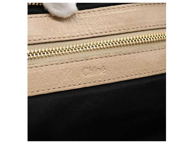 Chloé Chloe Etel Hand Bag Leather 2way Beige Gold - vista 19