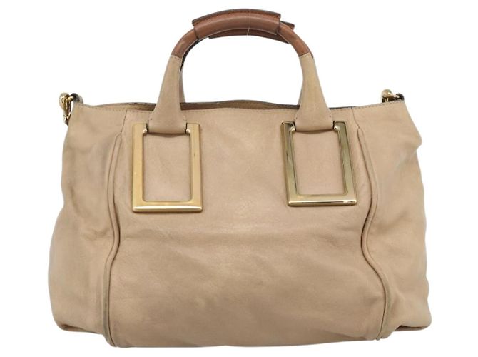 Chloé Chloe Etel Hand Bag Leather 2way Beige Gold - vista 2