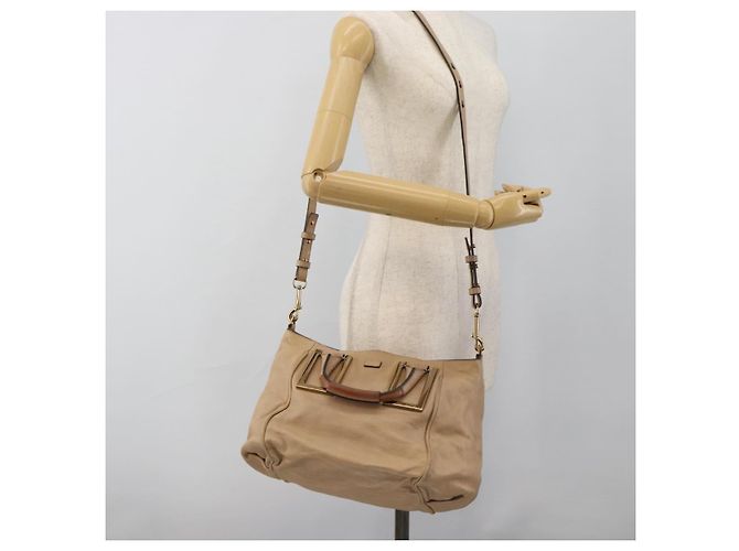Chloé Chloe Etel Hand Bag Leather 2way Beige Gold - vista 25