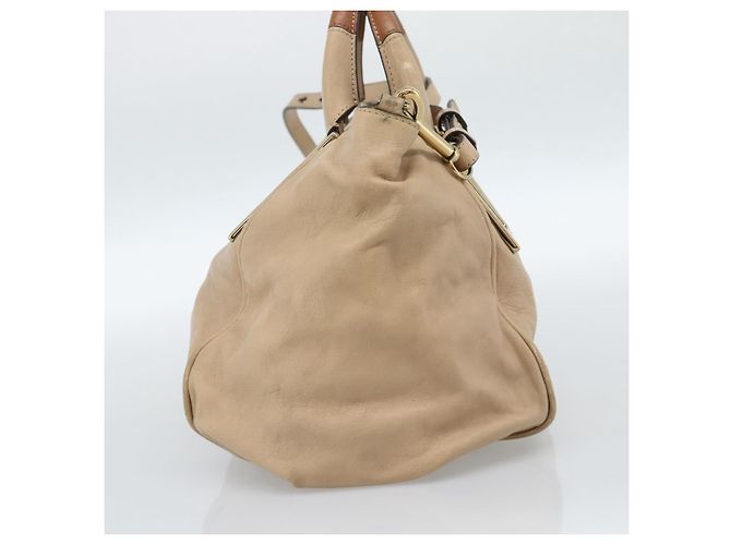 Chloé Chloe Etel Hand Bag Leather 2way Beige Gold - vista 3