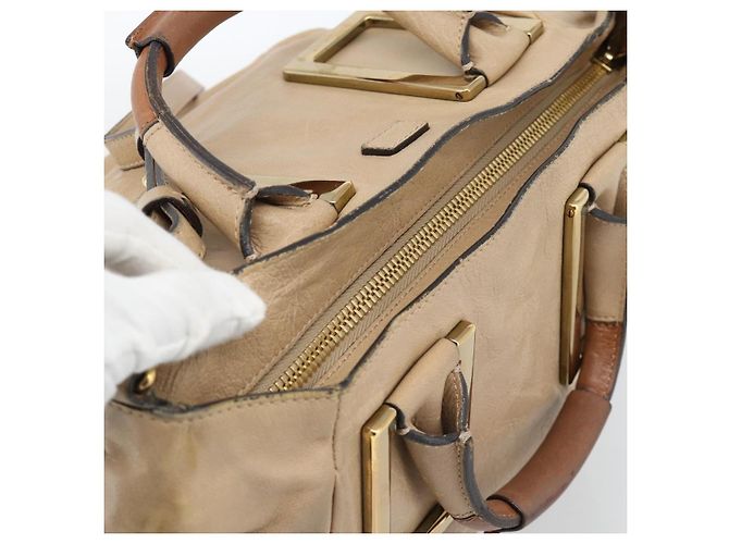 Chloé Chloe Etel Hand Bag Leather 2way Beige Gold - vista 6