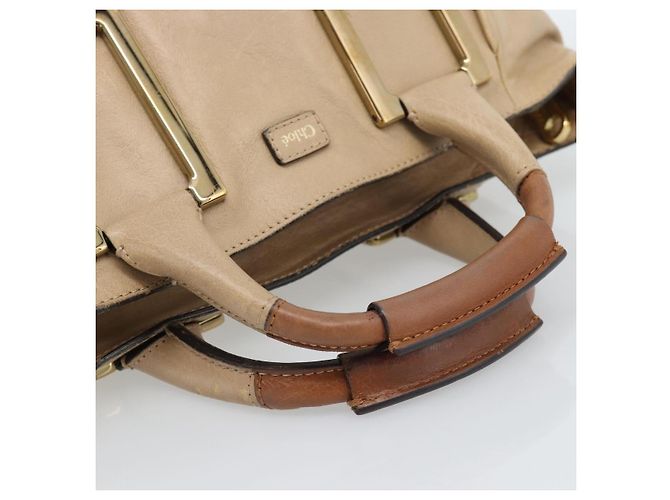 Chloé Chloe Etel Hand Bag Leather 2way Beige Gold - vista 7