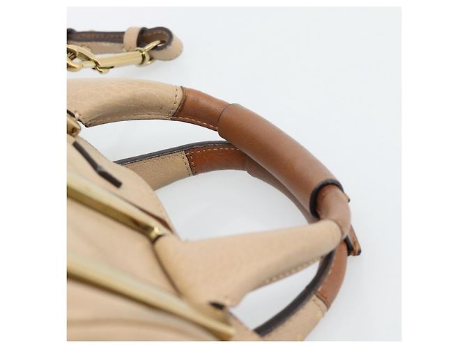 Chloé Chloe Etel Hand Bag Leather 2way Beige Gold - vista 8