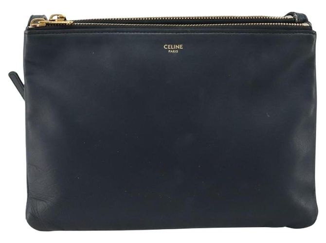 Céline CELINE Trio Shoulder Bag Leather Navy Gold - vista 13
