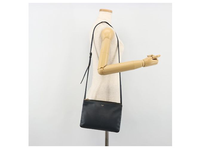 Céline CELINE Trio Shoulder Bag Leather Navy Gold - vista 22