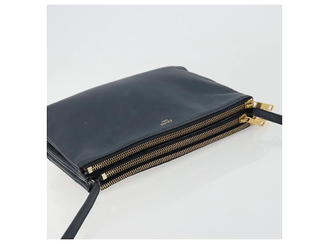 Céline CELINE Trio Shoulder Bag Leather Navy Gold - vista 6