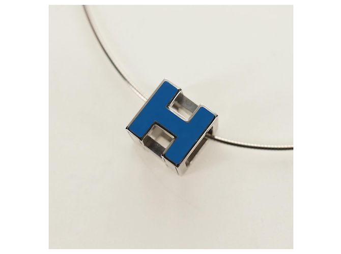 Hermès HERMES Cage De H H Cube Necklace metal Silver - vista 2