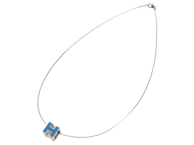 Hermès HERMES Cage De H H Cube Necklace metal Silver - vista 4