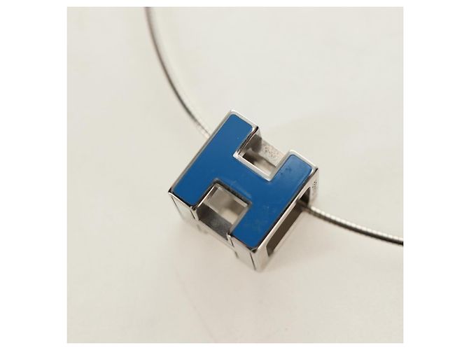 Hermès HERMES Cage De H H Cube Necklace metal Silver - vista 5