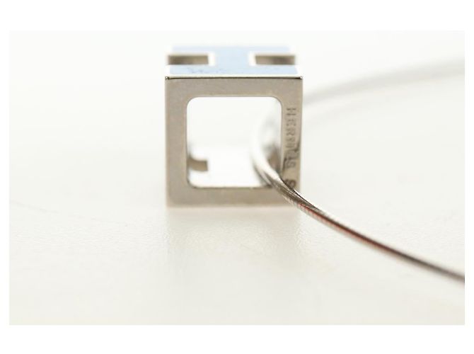 Hermès HERMES Cage De H H Cube Necklace metal Silver - vista 7