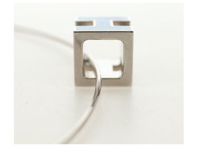 Hermès HERMES Cage De H H Cube Necklace metal Silver - vista 8