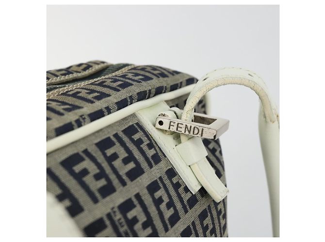 FENDI Zucchino Canvas Hand Bag Navy Silver - vista 10