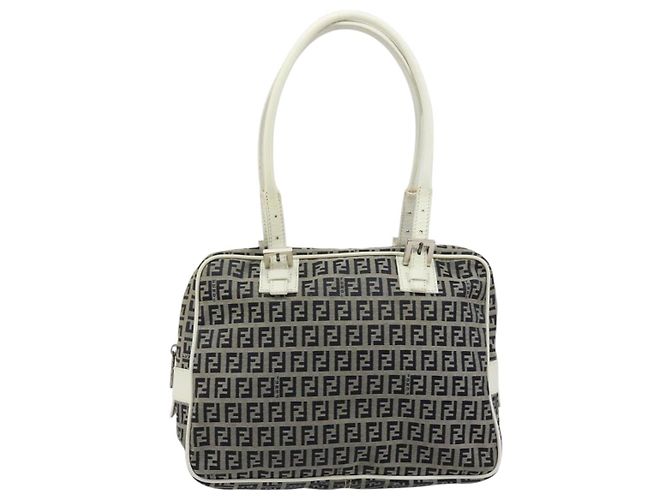 FENDI Zucchino Canvas Hand Bag Navy Silver - vista 13