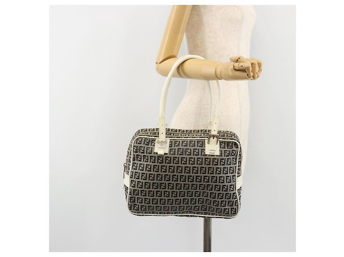 FENDI Zucchino Canvas Hand Bag Navy Silver - vista 24