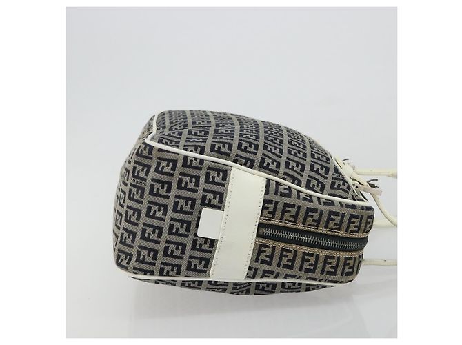 FENDI Zucchino Canvas Hand Bag Navy Silver - vista 3