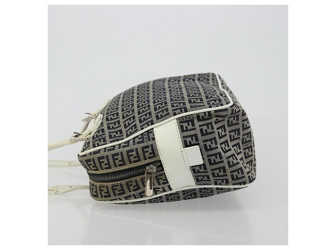 FENDI Zucchino Canvas Hand Bag Navy Silver - vista 4