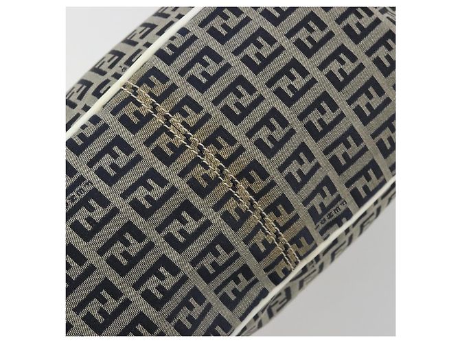 FENDI Zucchino Canvas Hand Bag Navy Silver - vista 6