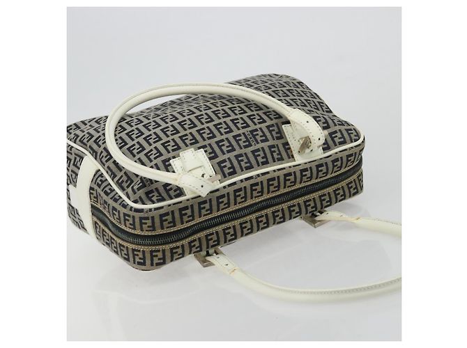 FENDI Zucchino Canvas Hand Bag Navy Silver - vista 7