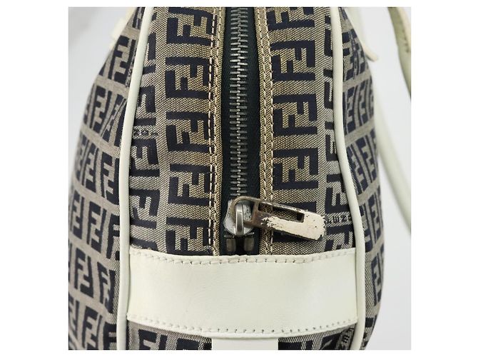 FENDI Zucchino Canvas Hand Bag Navy Silver - vista 9