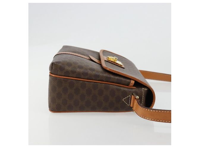 Céline CELINE Macadam Canvas Shoulder Bag PVC Leather Brown Gold - vista 3