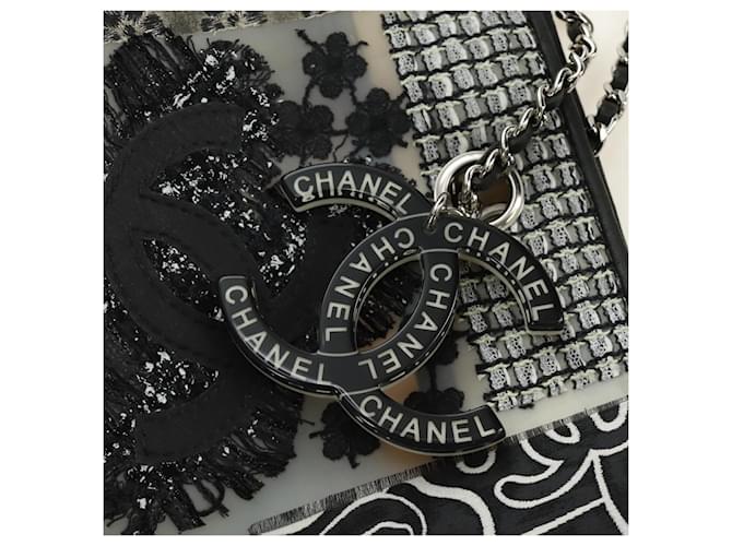 CHANEL Patchwork Tote Bag rubber Black Silver CC - vista 10