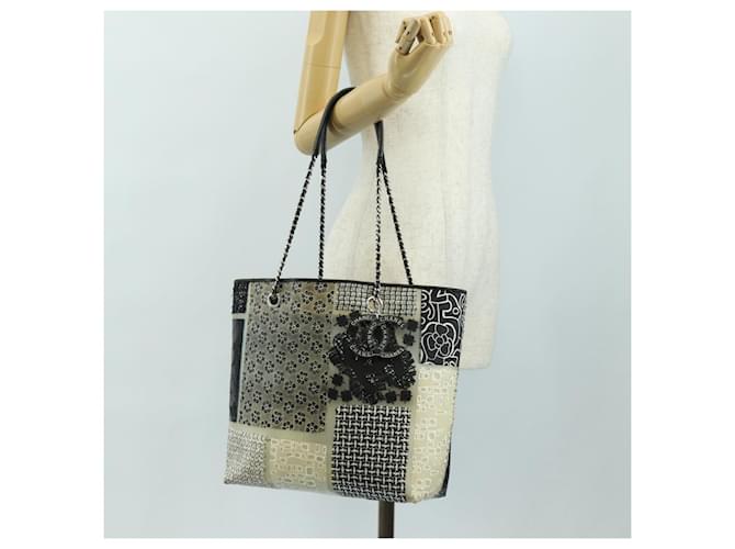 CHANEL Patchwork Tote Bag rubber Black Silver CC - vista 27