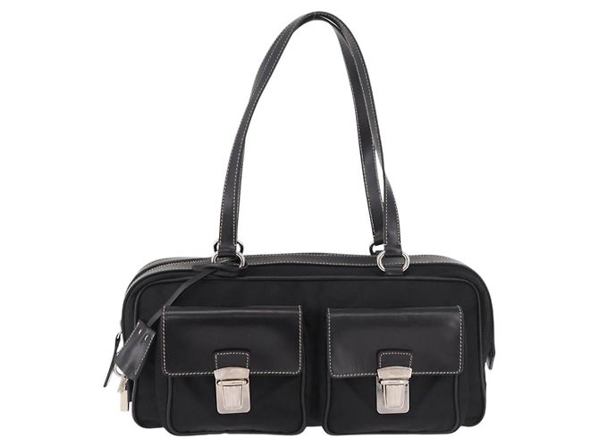 PRADA Schultertasche Nylon Black Silver - Ansicht 13