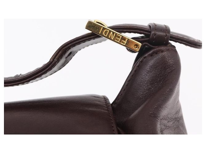 FENDI Shoulder Bag Leather Brown Gold - vista 9