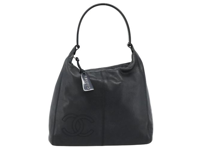 CHANEL Shoulder Bag Calf Skin Black CC - vista 13