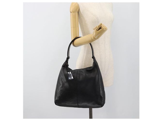 CHANEL Shoulder Bag Calf Skin Black CC - vista 25