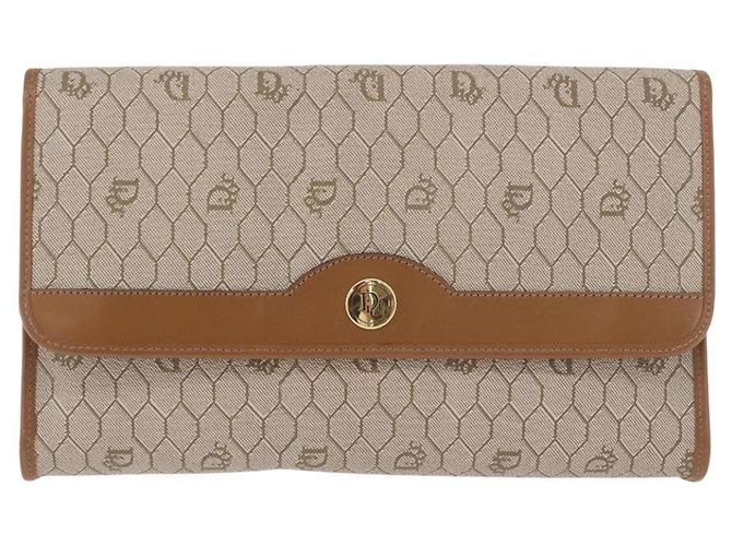 Christian Dior Honeycomb Canvas Chain Shoulder Bag PVC Black Gold - vista 13