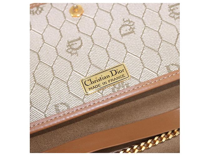 Christian Dior Honeycomb Canvas Chain Shoulder Bag PVC Black Gold - vista 17