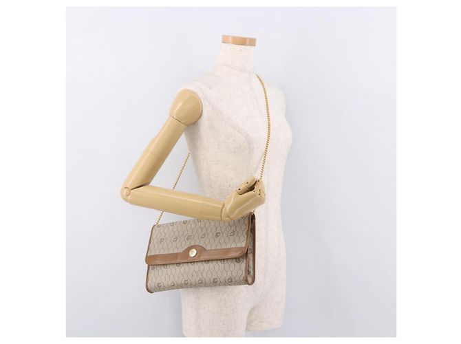 Christian Dior Honeycomb Canvas Chain Shoulder Bag PVC Black Gold - vista 20