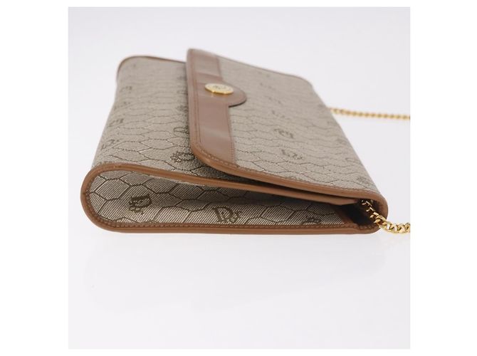 Christian Dior Honeycomb Canvas Chain Shoulder Bag PVC Black Gold - vista 3
