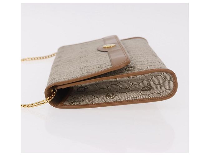 Christian Dior Honeycomb Canvas Chain Shoulder Bag PVC Black Gold - vista 4