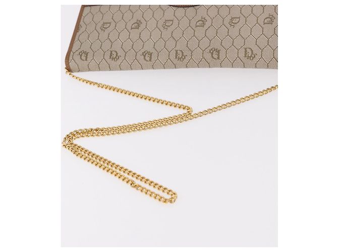 Christian Dior Honeycomb Canvas Chain Shoulder Bag PVC Black Gold - vista 6