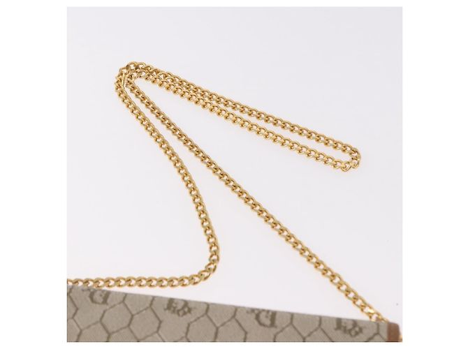 Christian Dior Honeycomb Canvas Chain Shoulder Bag PVC Black Gold - vista 7