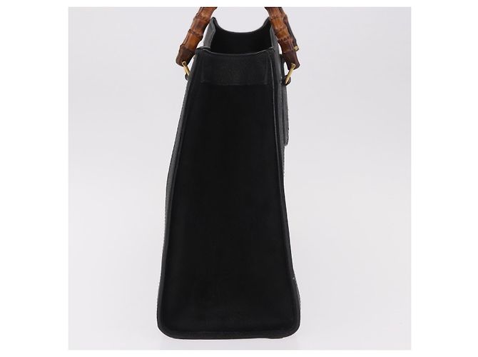 GUCCI Bamboo Hand Bag Suede Black Gold - vista 3